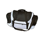 (Art. 26TB0031) Bolso de viaje gris con detalles en negro y blanco.