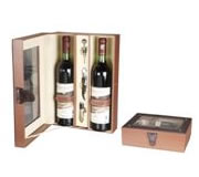 (Art. CB210) Caja estuche p/2 bot. c/Visor forrada en cuero eco.