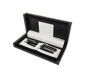 (Art. J416) Set roller y boligrafo detalle silver c/estuche