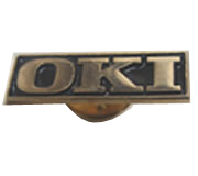 Pin Fundido y Pintado dorados logo OKI